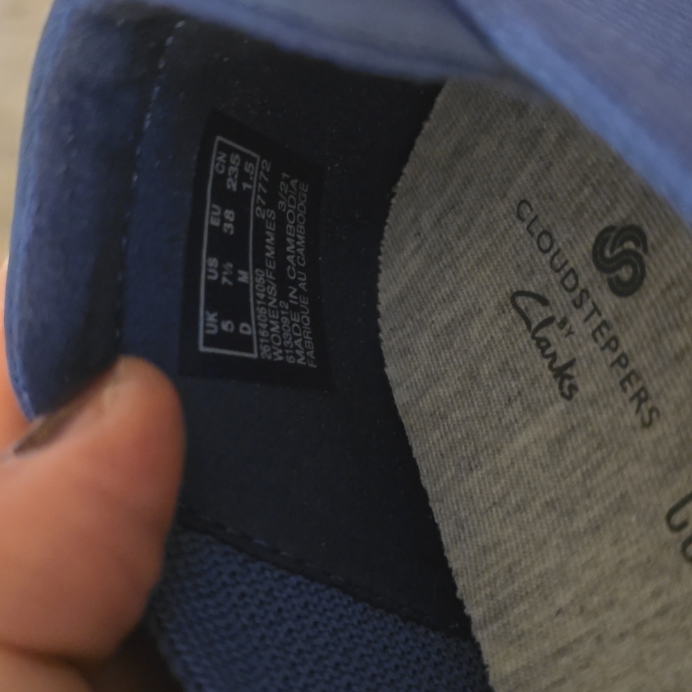 Clarks Cloudsteppers Women's Blue Knit Ballet Flats Comfort Cushion Bow Size 7.5 - Picture 7 of 8